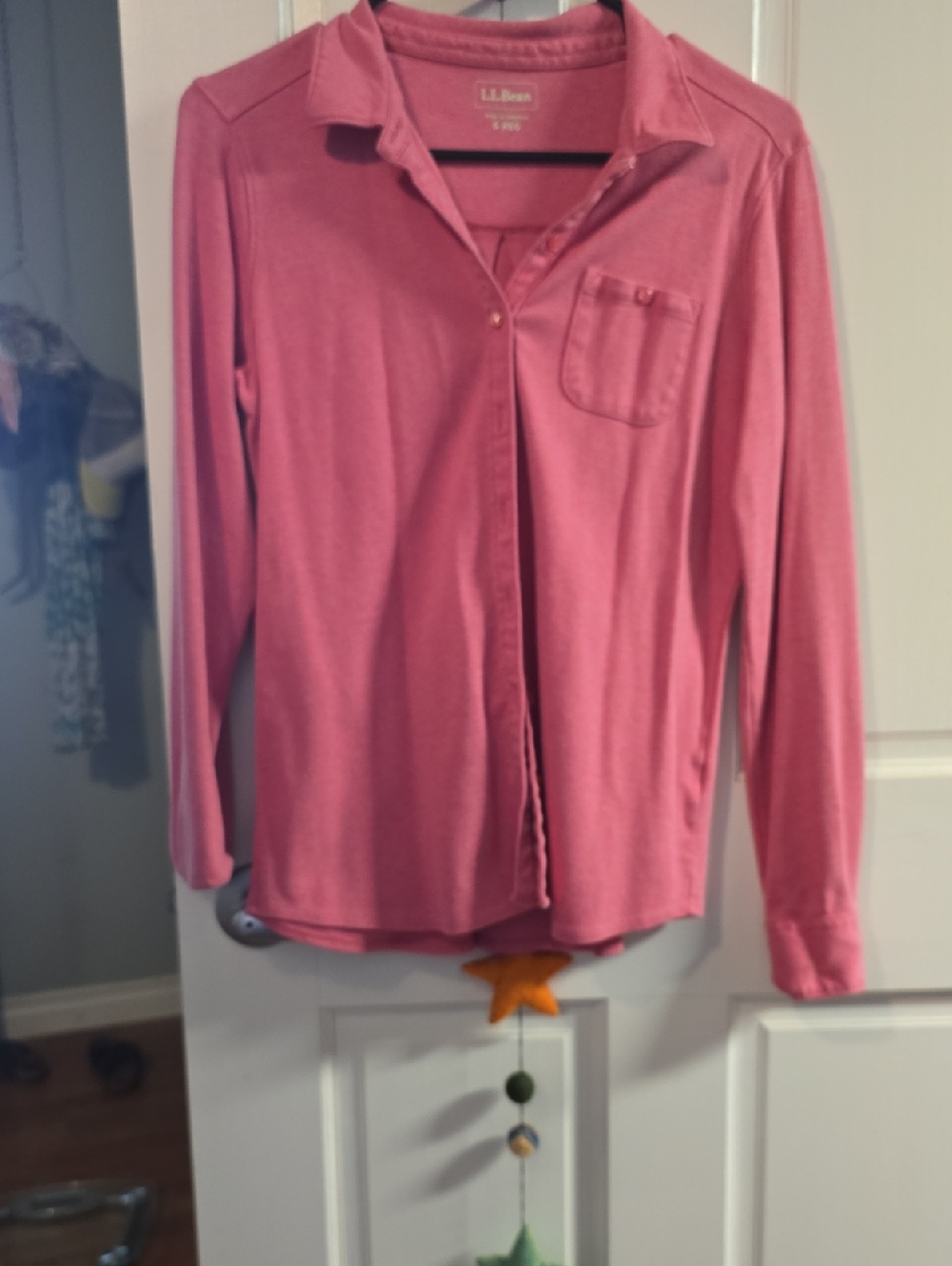 L.L. Bean Rose Pink Long Sleeve Polo Shirt